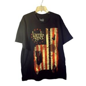Lamb of God Pure American Metal Flag T Shirt Black Graphic Tee Size XL‎